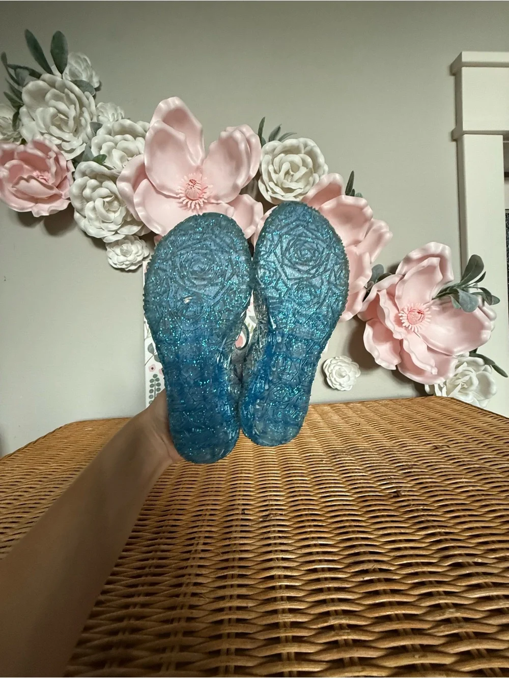 Amazon Girls' Sparkly Blue Jelly Mary Jane Sandals